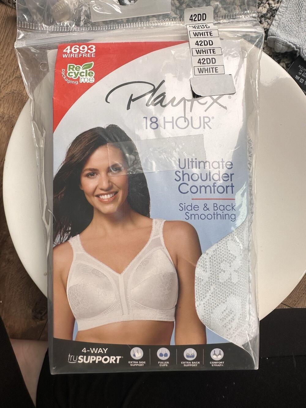 Playtex 18 Hour Original Ultimate Shoulder Comfort Wire Free Bra 4693 Size 42DD